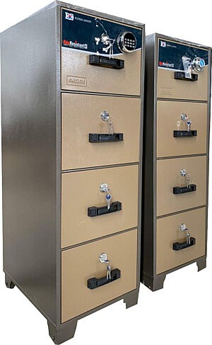 Three Drawers Digital Fire Proof Cabinets On Display At Safes And Office Security Systems Ltd Shops Showroom In Nairobi Kenya1